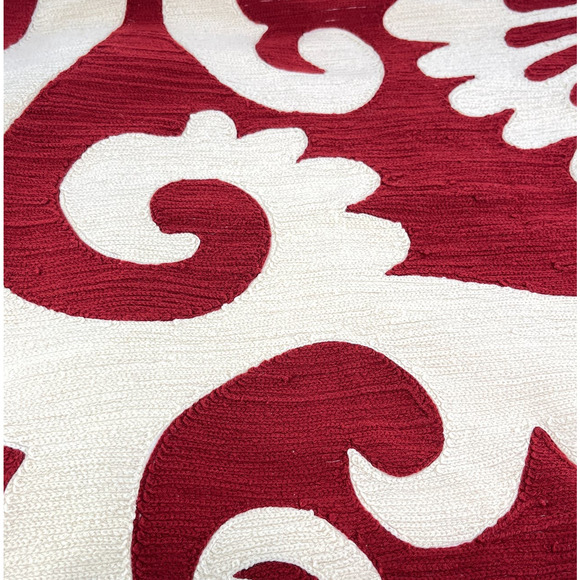 Pottery Barn Red Scroll Chain Stitch 20 in Pillow Cover - Picture 2 of 6